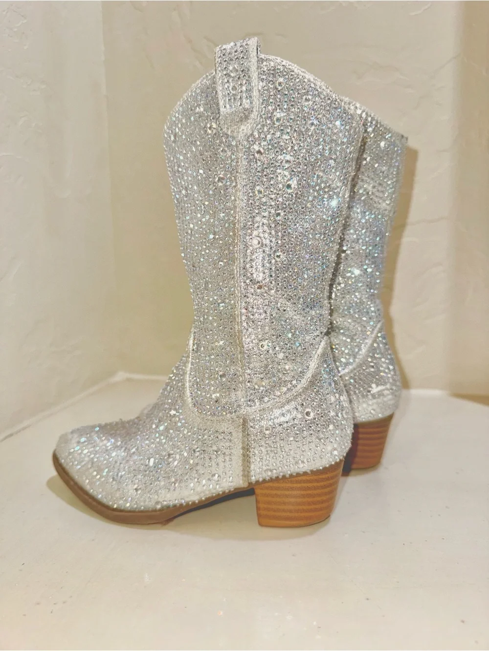Fully Covered Silver Rhinestone Cowgirl Boots